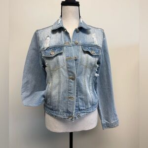 Love Tree Denim Light Weight Distressed Denim Jacket Size S
